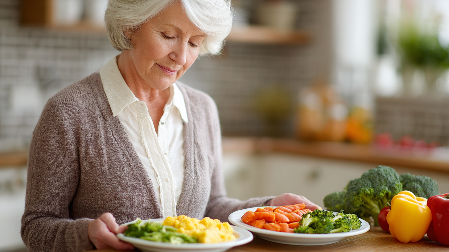 Літня пара готує здорову їжу на кухні
